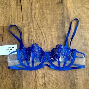ELITA IMPERIA LINGERIE Femme Fatale blue with clear/white mesh bra Large